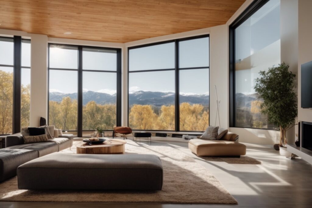 Denver home interior with energy efficient window film, showcasing reduced heat gain