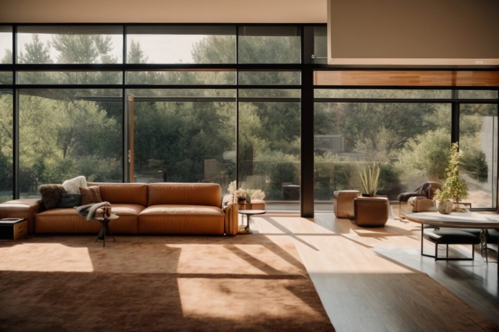 Denver home interior with tinted window film, comfortable sunlight balance