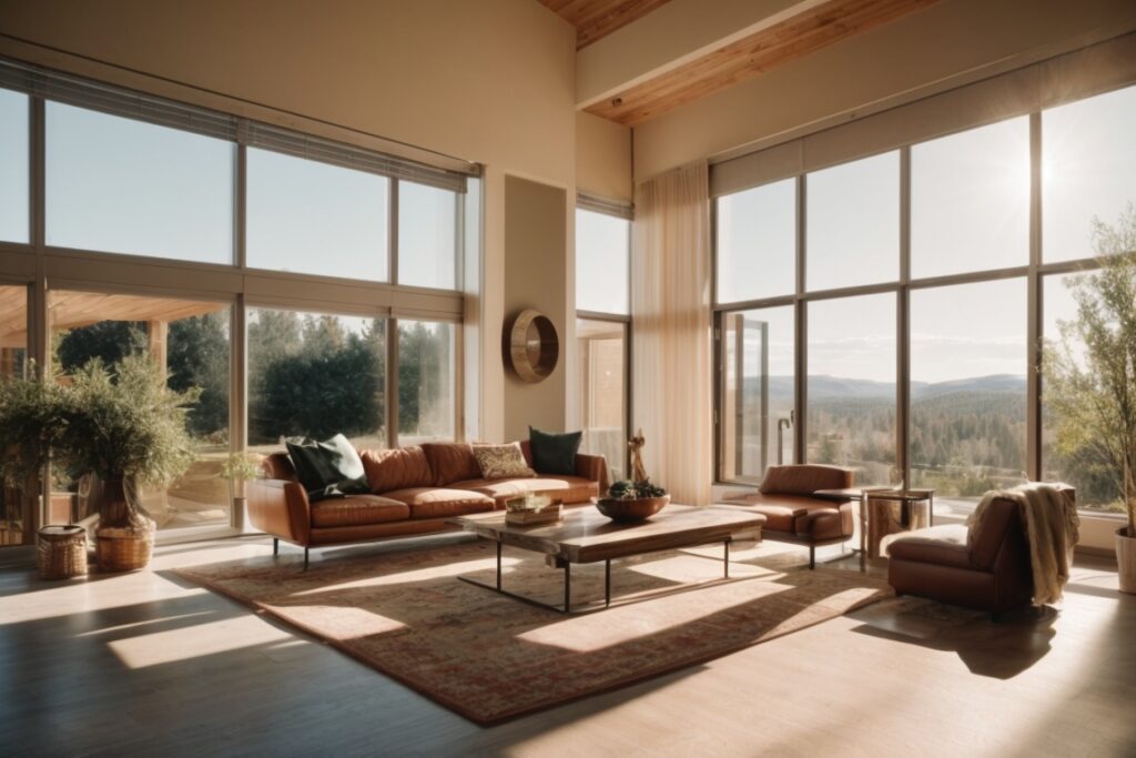 Denver home interior with UV protection film covered windows and sunlit room