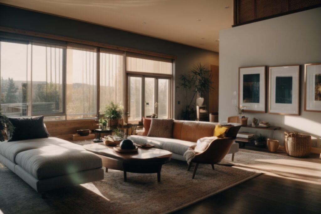 Denver home interior with sunlight filtering through glare window film