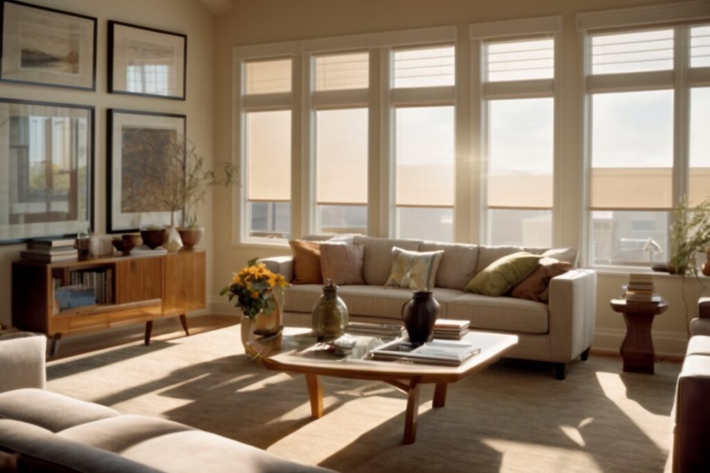 Denver home interior with sunlight filtering through window films