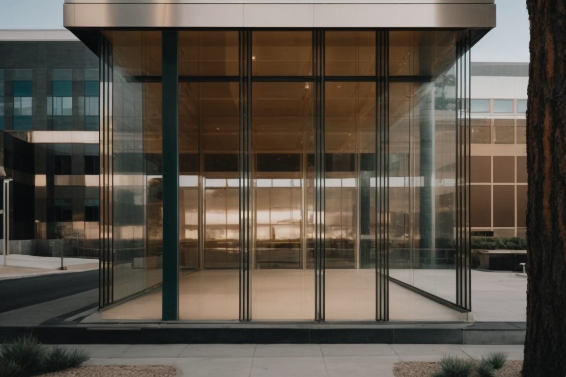 Denver building with decorative film on glass surfaces