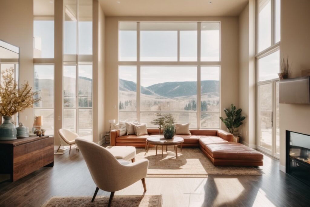 interior of a sunny Denver home with heat reduction window films