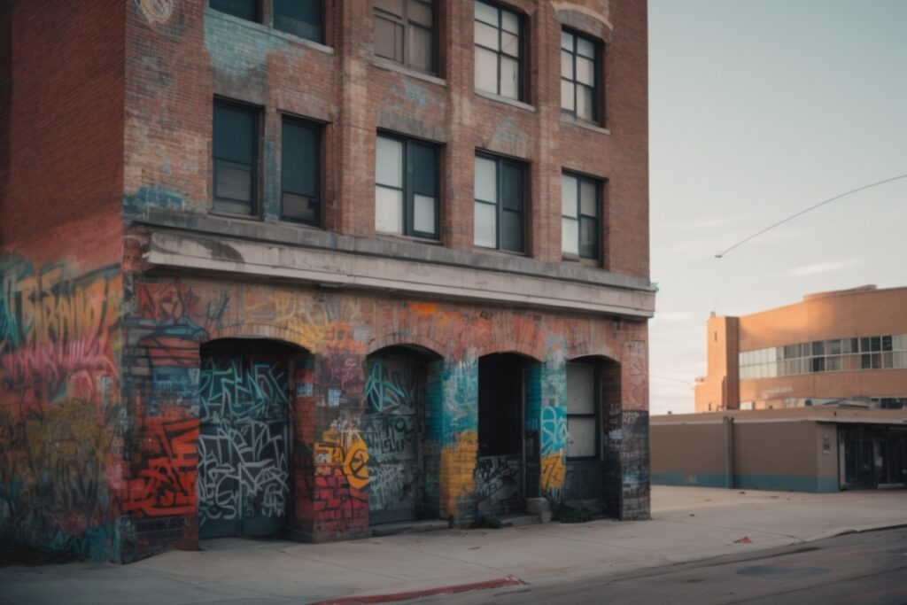 Denver building with graffiti covered by Anti Graffiti Film