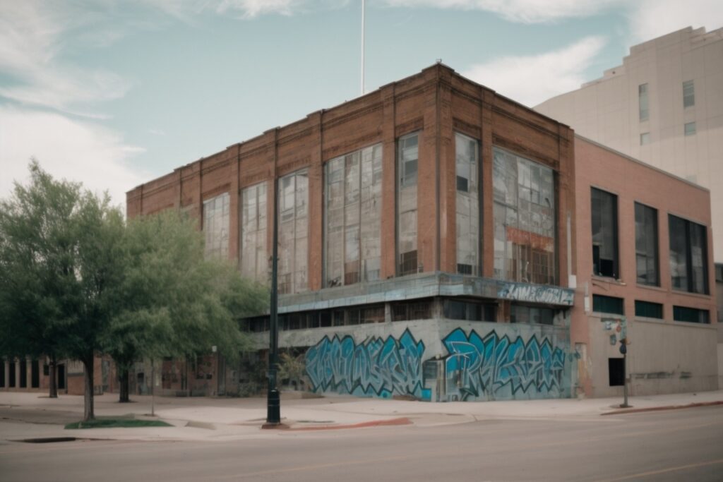 Denver building with anti-graffiti film and visible graffiti removed