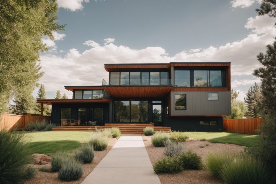 Modern home with tinted windows in Denver during summer