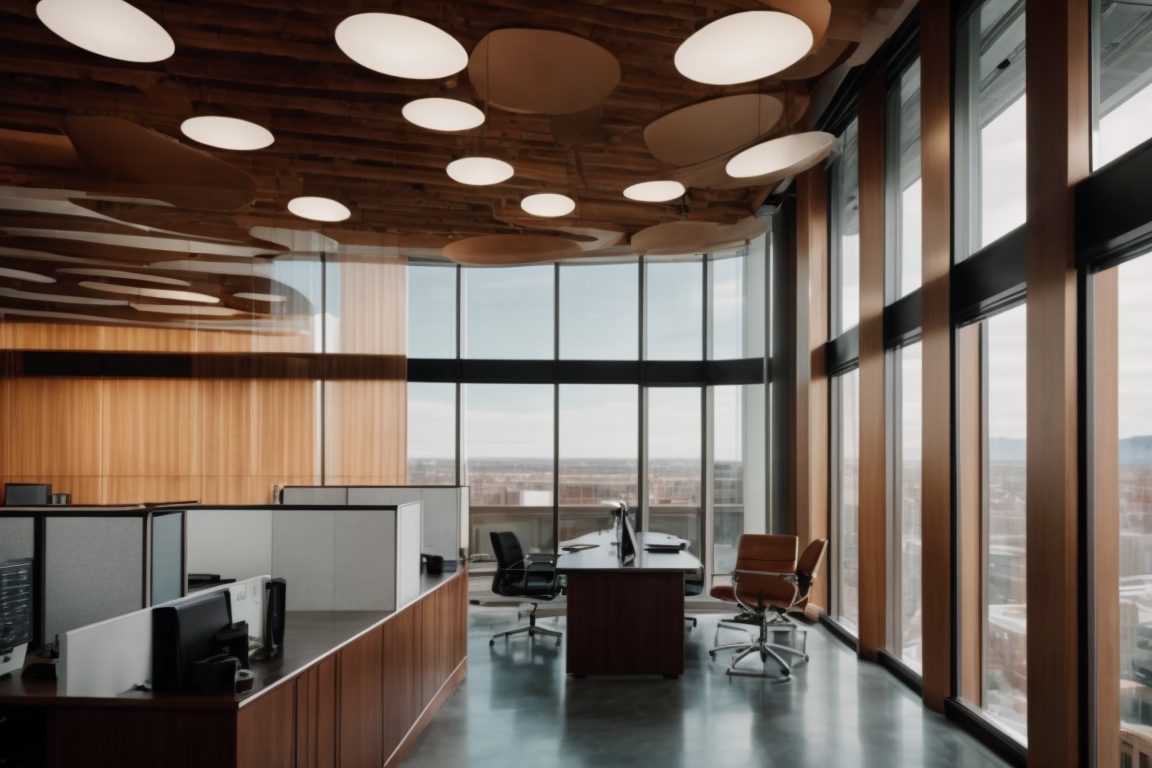 Interior of an office in Denver featuring elegant opaque windows for privacy and aesthetic enhancement